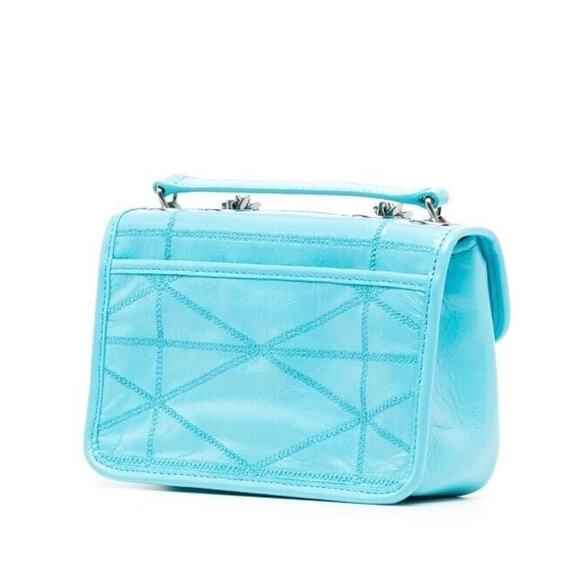 MCM Mini Travia Quilted Logo Plaque Crossbody Bag Turquoise Blue NWT - Picture 2 of 11